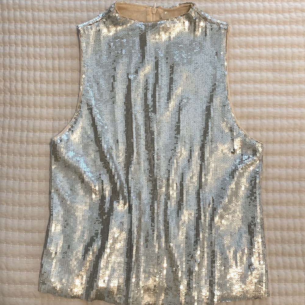 Silver Sequined sleeveless Top
